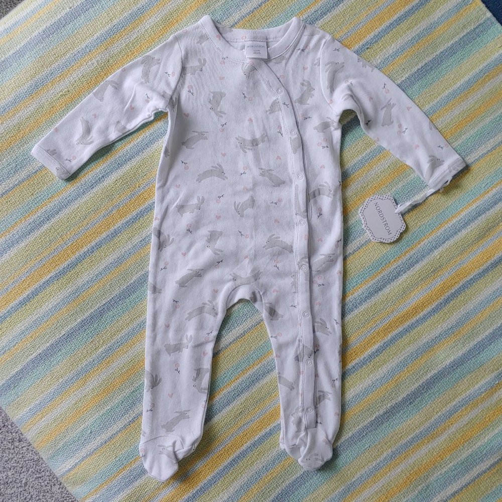 🆕 NEW Nordstrom Baby Bunny Rabbit Footie 6m